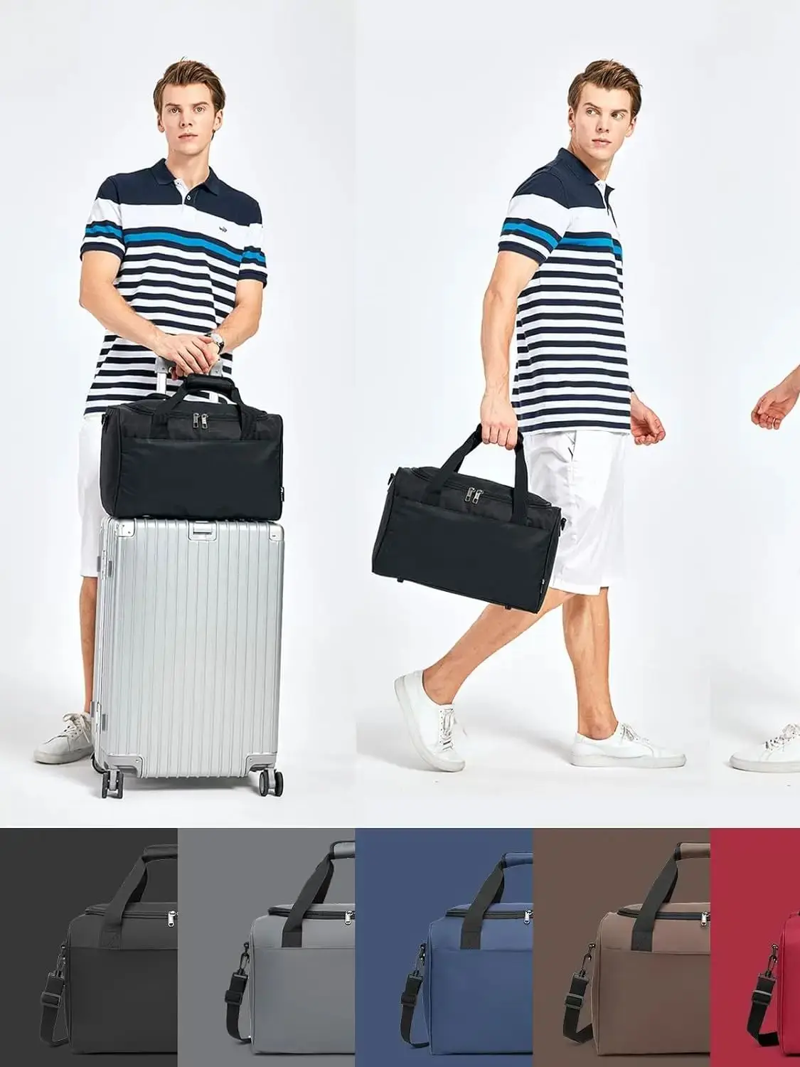 KONO 40x20x25 Handgepäck Tasche für Ryanair, Reisetasche für Flugzeug, Weekender für Herren und Damen, Maximalgröße mit