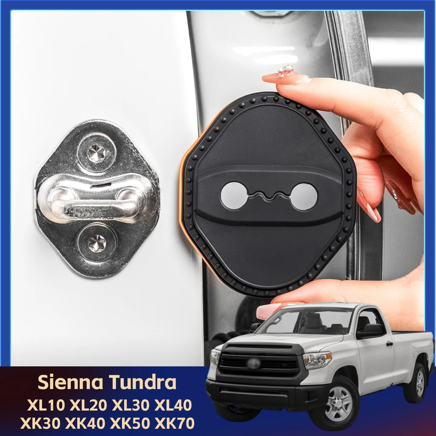 

2/4Pcs Silicone Car Door Lock Cover Protective Decoration Case For Toyota Sienna XL10 XL20 XL30 XL40 Tundra XK30 XK40 XK50 XK70