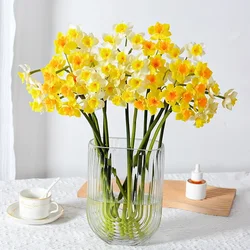 Artificial Daffodil for Home Decoration, Soft Rubber Feel, Wedding Ornaments, Handmade Flowers
