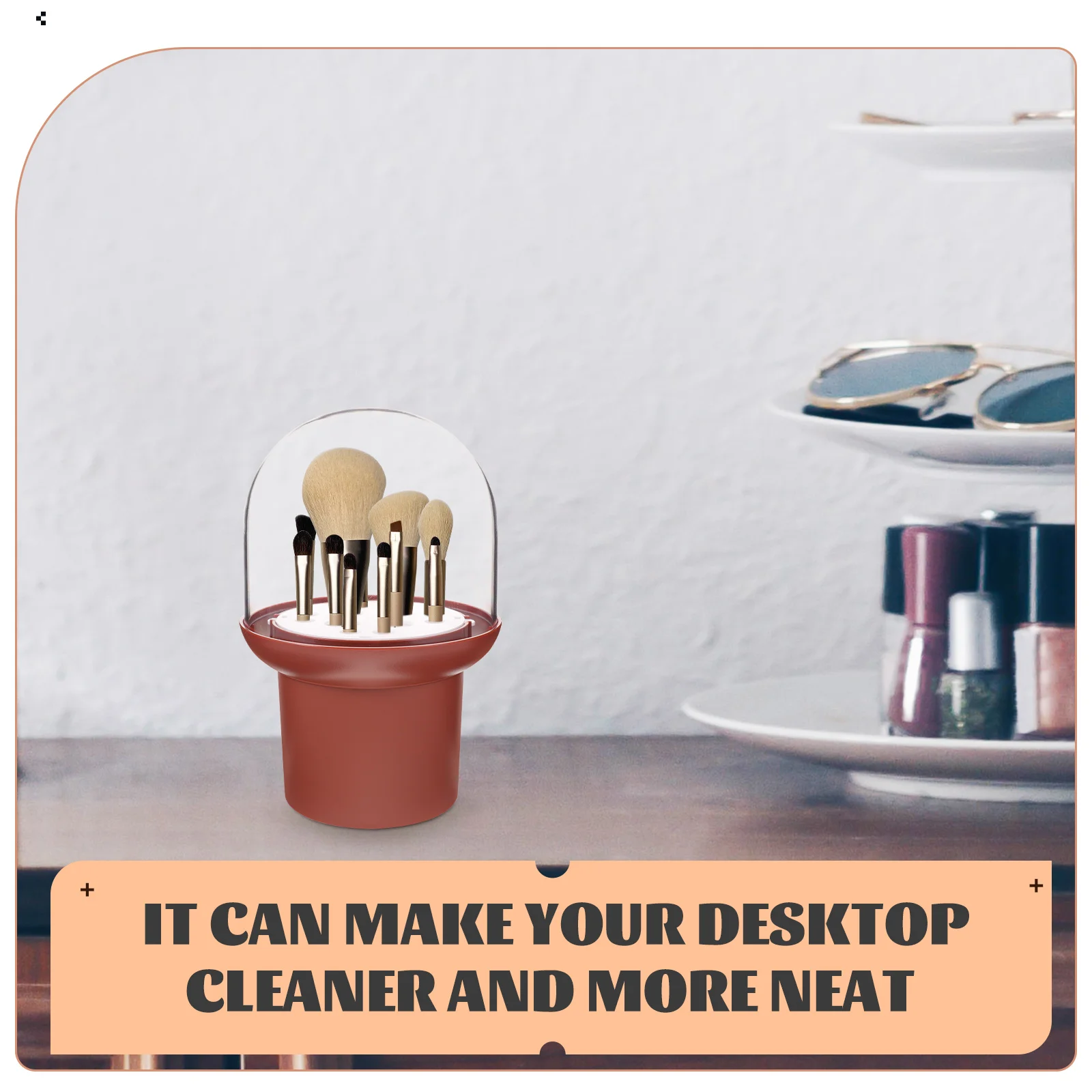 

Makeup Brush ganizer Durable Clear Storage Bucket for Vanity Table Stationery Holder Rotatable Desk Pen Pot Cover