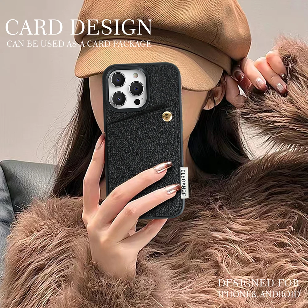 Fashion Card Bag Anti drop PU Leather Stand Phone Case Cover Suitable for Apple iPhone 15 14 13 12 Pro Max Plus