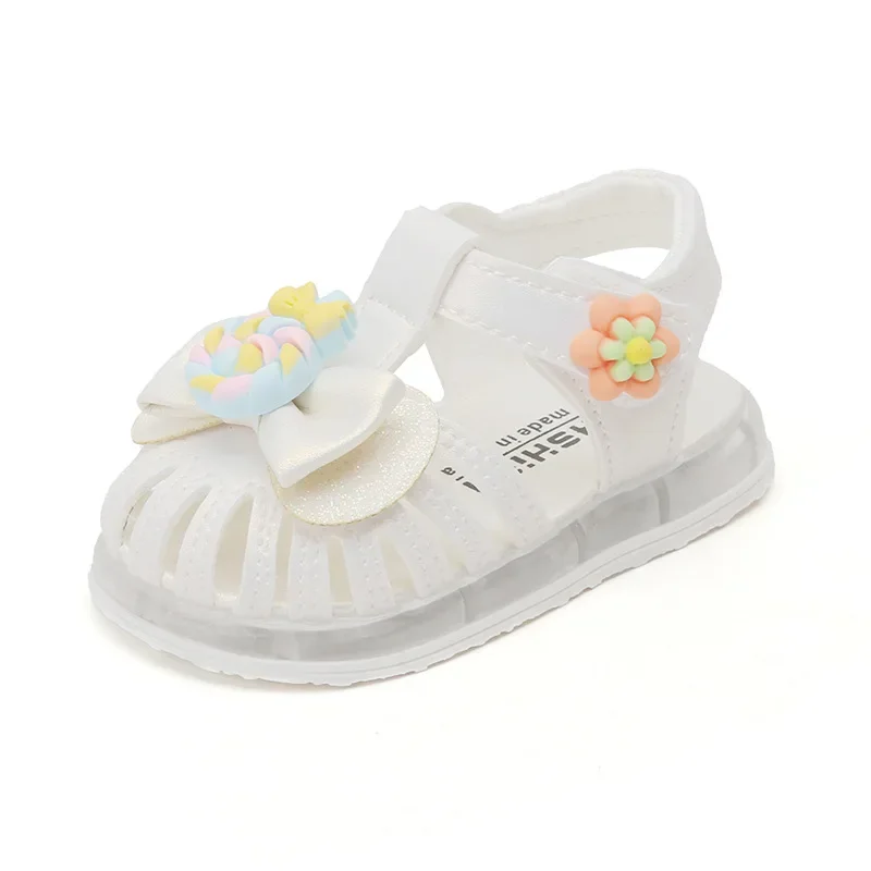 Sandals for Girl with Lights 2024 Summer New Baby Walking Shoes Soft Sole Princess Shoe Non Slip Girl Shoes Kid Shoes Sandalias