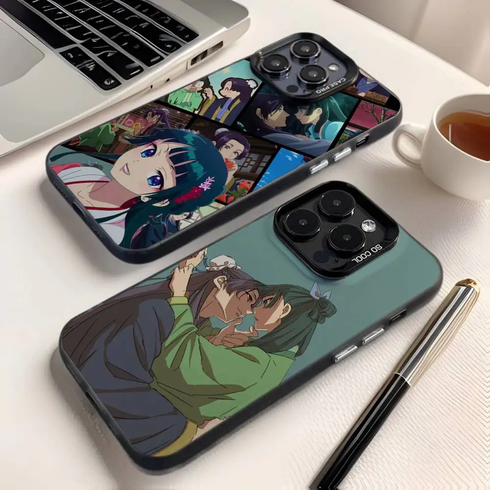 Jinshi Maomao Handyhülle für iPhone 16,15,14,13,12,11,8,7,Pro,Max,Plus,Mini,XS,SE Anti-Fall Schwarz Matt Hart