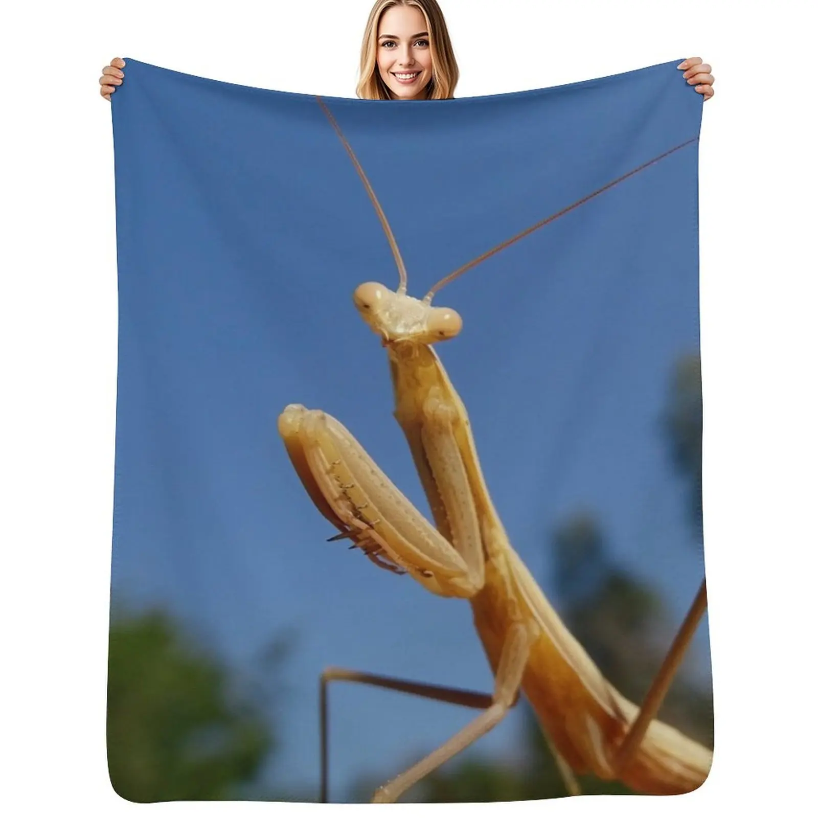 Praying mantis Throw Blanket Soft Plush Plaid valentine gift ideas Beach Comforter Decorative Sofas Personalized Gift Blankets