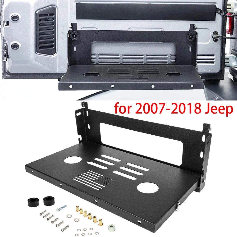 MX Tailgate Table Metal Storage Rack Foldable Cargo Shelf Fit for 2007-2018 Jeep Wrangler JK & Unlimited