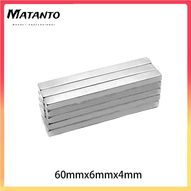 2/5/10/20PCS 60x6x4mm Neodymium Block Rectangular Magnets Super Strong N35 Permanent Square Magnet Cube Imanes Magnetic Sheet