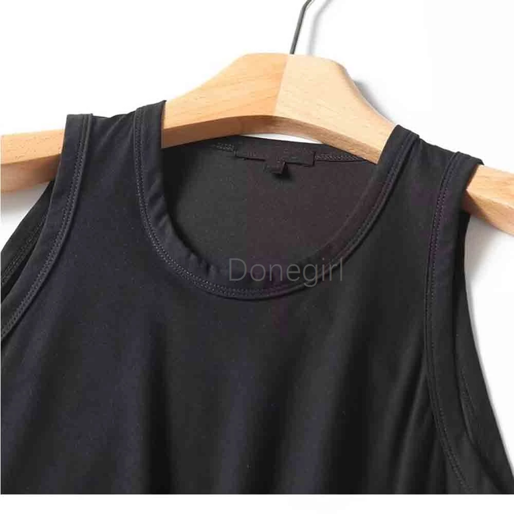 Donegirl-Vestido largo de verano para Mujer, traje informal con nudo, cintura ajustada, cuello redondo, elegante, sin mangas, combina con todo, 2024