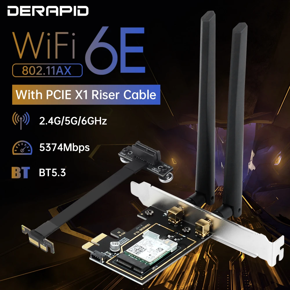 

WiFi6E AX210 Bluetooth 5.3 2.4G/5GHz/6GHz Triple Band WiFi Card 802.11AX PCI-E Wireless Network Card Adapter PC With Accessory