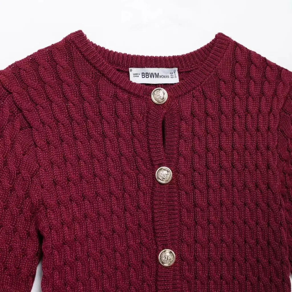 Cárdigan ajustado con cuello redondo para mujer, Top de moda de punto de manga corta de estilo europeo americano para primavera y otoño