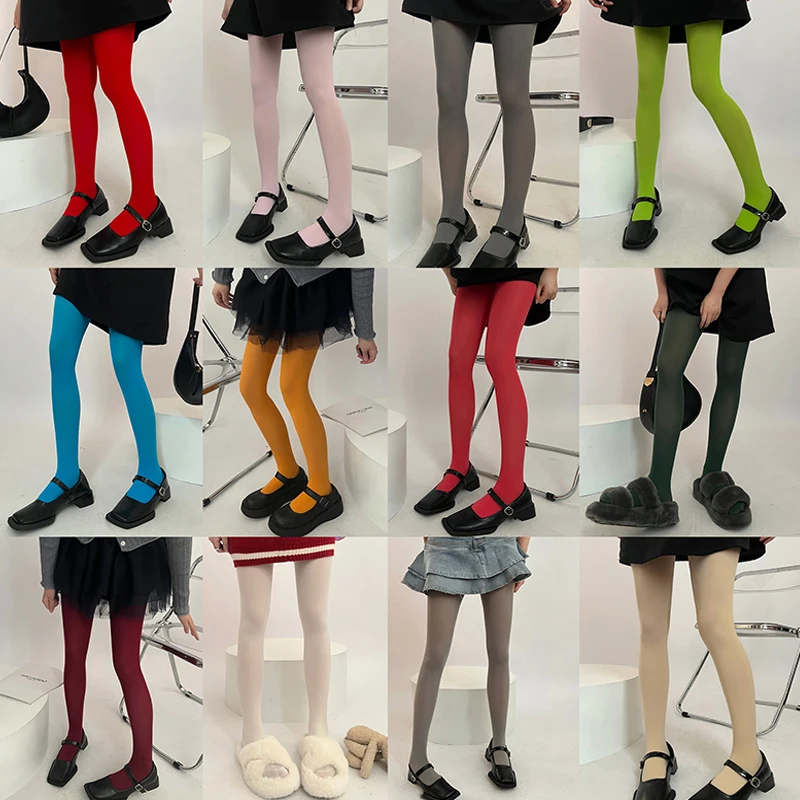 Süße Mädchen Bunte Elastische Lange Strumpfwaren Strümpfe Frauen Candy Farbe Sexy Strumpfhosen Frühling Herbst Warme Samt Nahtlose Strumpfhosen – Detail 3