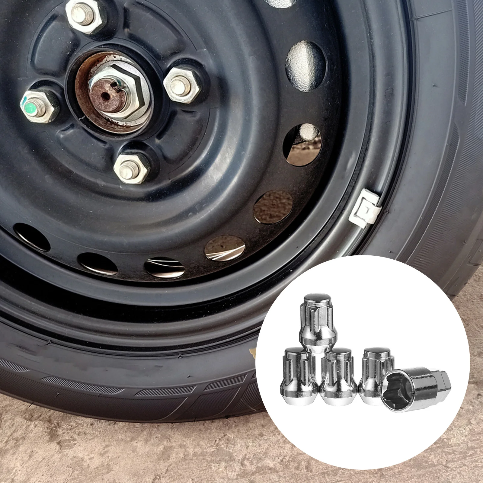 

4Pcs Universal Wheel Lock Lug Nuts Car Anti Theft Locking Nuts Rust Resistant Easy Install for Steel Alloy Wheels