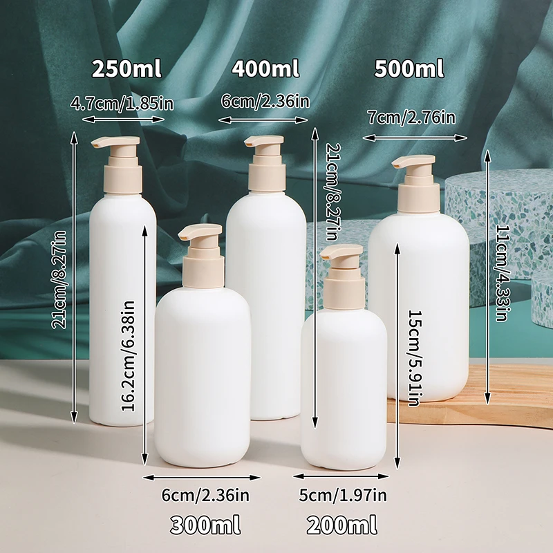 200-500ml White Empty Plastic Pump Lotion Shampoo Bottle High-end Cosmetics Bottles Acrylic Pump Head Refillable