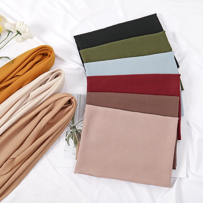 Cotton Linen Square Scarf Muslim Women Hijab Solid Color Bandana Soft Handkerchief New 2024 Islamic Turban Headscarf Head Wraps