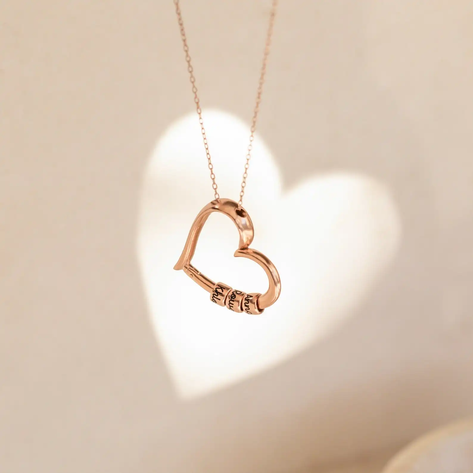Personalized Heart Family Names Necklace Custom Beads Love Pendant Gift For Mom Women Unique Stainless Steel Jewelry