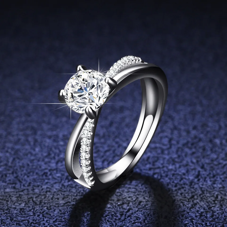 

Кольцо с бриллиантом из 18-каратного золота, инкрустированное муассанитом, женское кольцо со сверкающим бриллиантом с шестью когтями, модное классическое платиновое кольцо с хвостом PT950