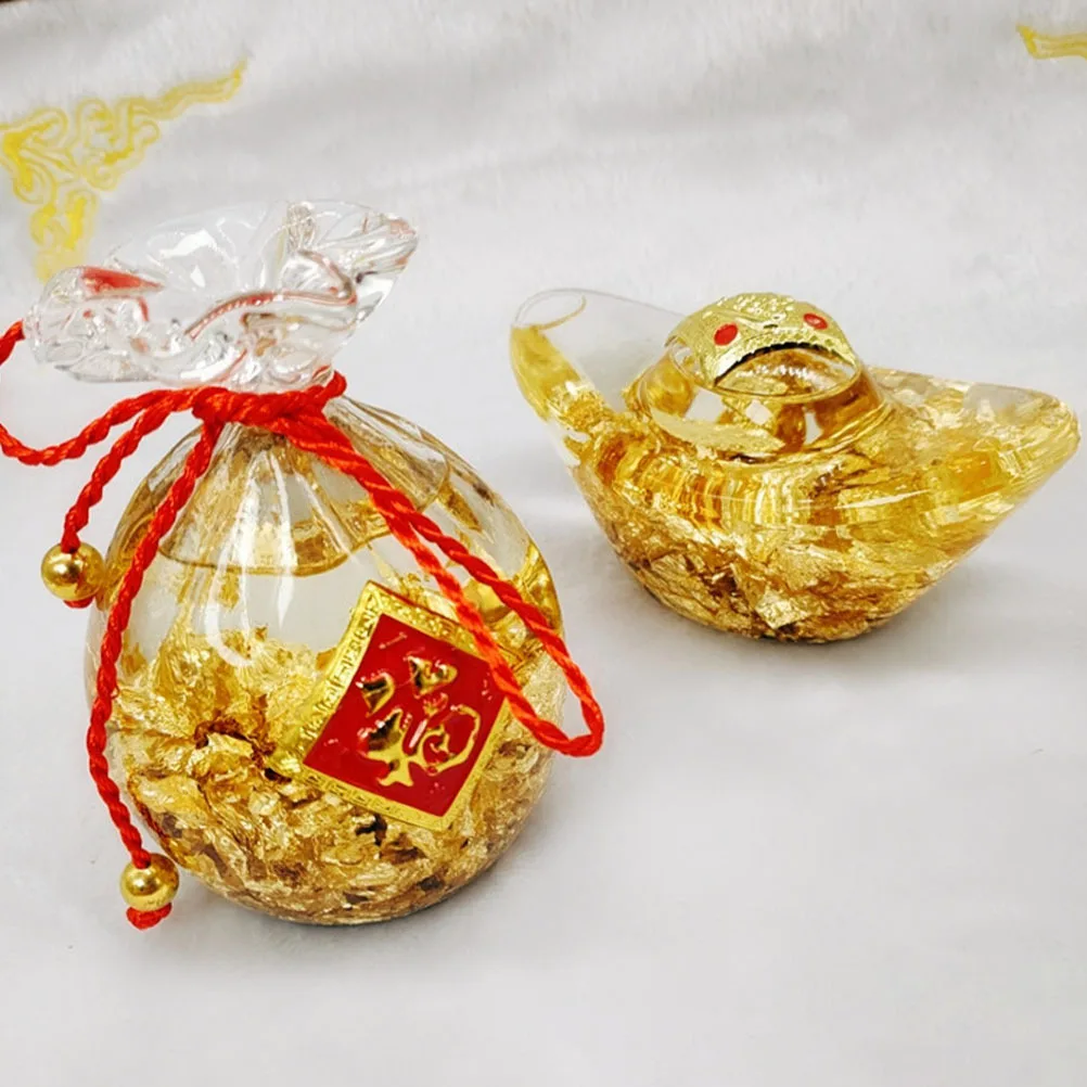 

1Pcs Gold Ingot Crystal Desktop Ornament Exquisite Craft Feng Shui Wealth Attractor Decorative Craft Tabletop Home Office Decor