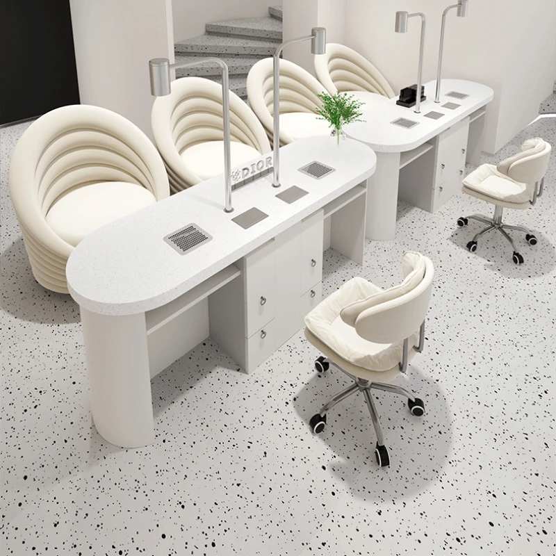 White Organizer Manicure Table Professionals Luxury Modern Nordic Nail Desk Vacuum Cleaner Nagel Tische Nail Spa Furniture