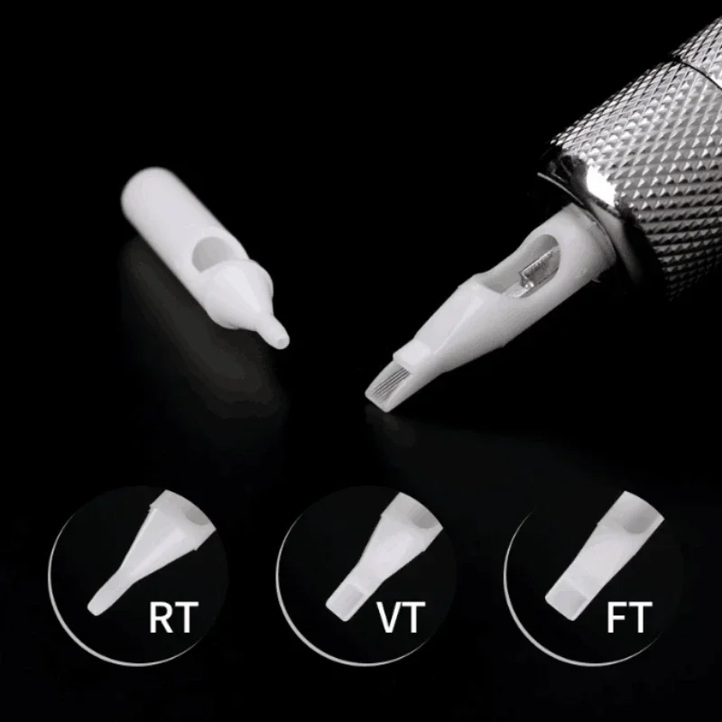 

50pcs Plastic Tattoo Nozzle Tips Tattoo Tips Mixed Sterile Needle Tubes Tattoo Machine Accessories Set RT/FT 1 Box White / Blue