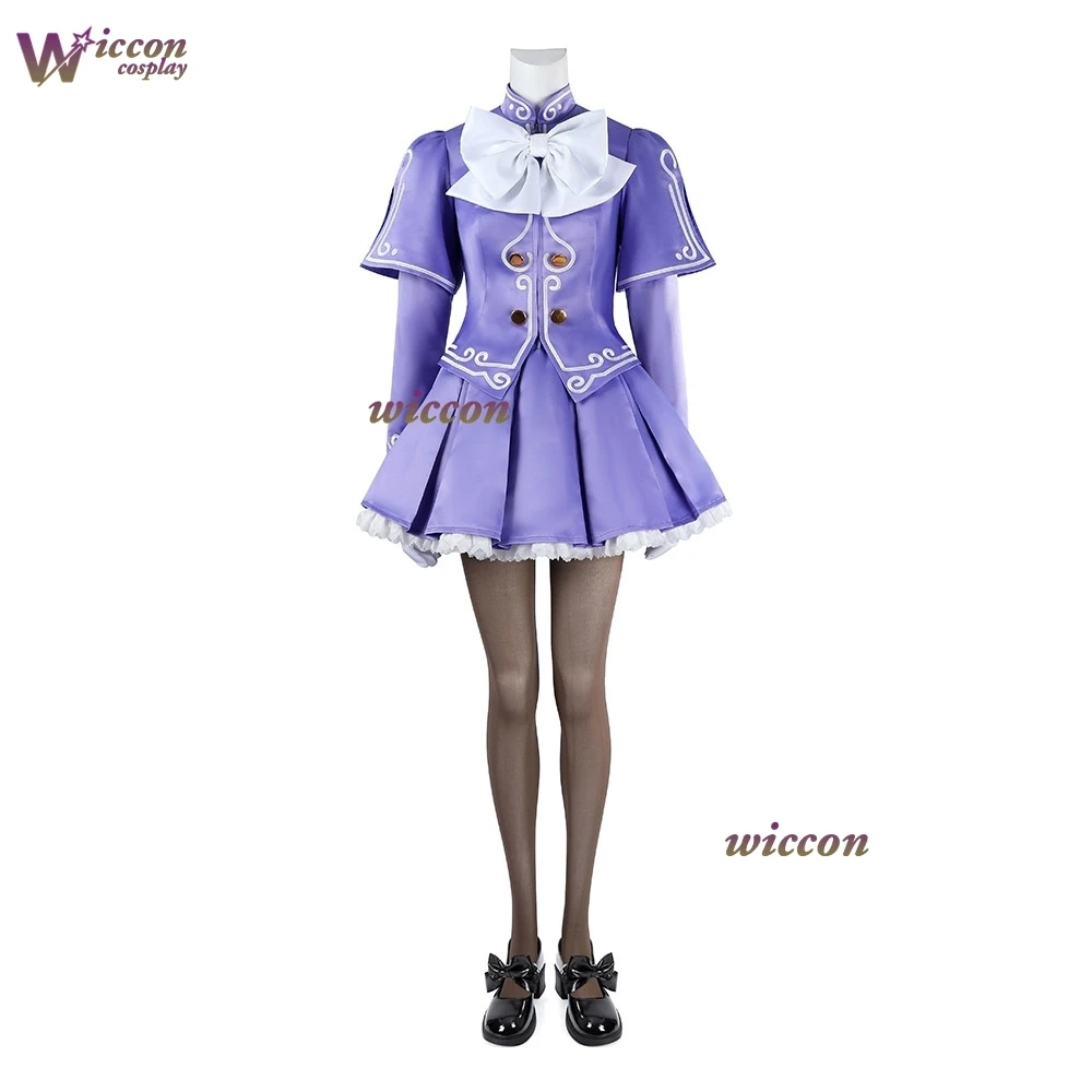 Street Fighter 6 Ingrid Purple Mini Dress Cosplay White Bow Frilled Skirt White Gloves Mary Jane Full Costume Halloween Party view 5