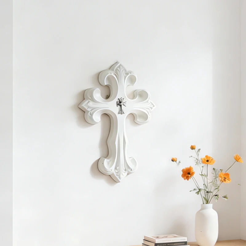 Vintage Cross Ornament Retro Carving Cross Decoration Home Living Room Bedroom Wall Decoration Gift - view 3
