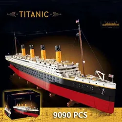 9090 sztuk Titanic duża łódź wycieczkowa statek parowiec cegły klocki zabawki urodziny prezenty na boże narodzenie kompatybilny 10294 99023