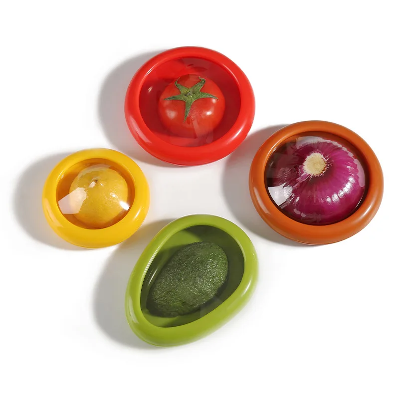 4Pcs/1pc Reusable Fruit Preservation Box Refrigerator Mini Avocado Onion Lemon Sealed Film Food Storage for Fruits and Vegetable