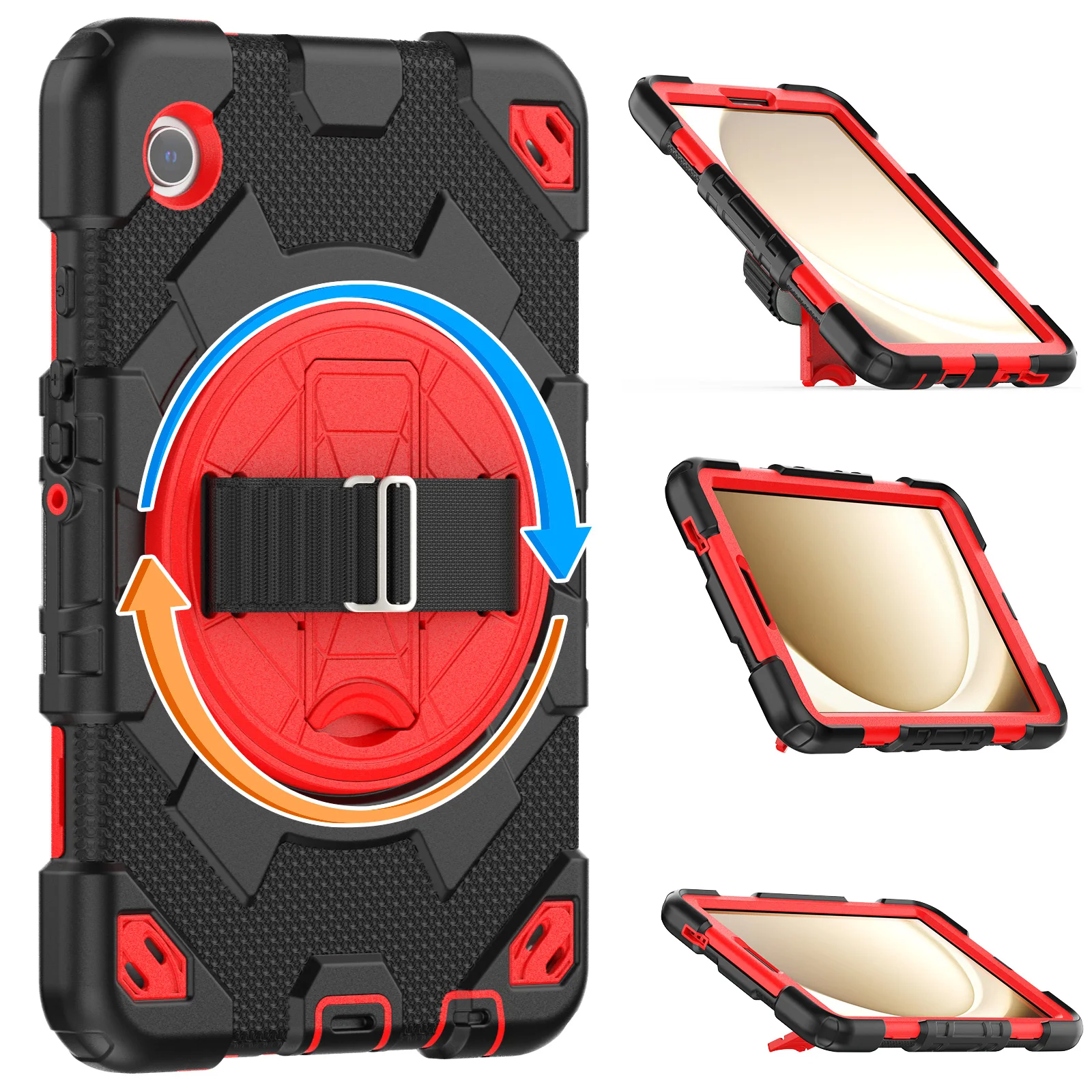 Armor Stand Case For Samsung Galaxy Tab A9 2023 8.7 inch SM-X110 SM-X115 SM-X117 360 Rotating Hybrid Cover With Shoulder Strap
