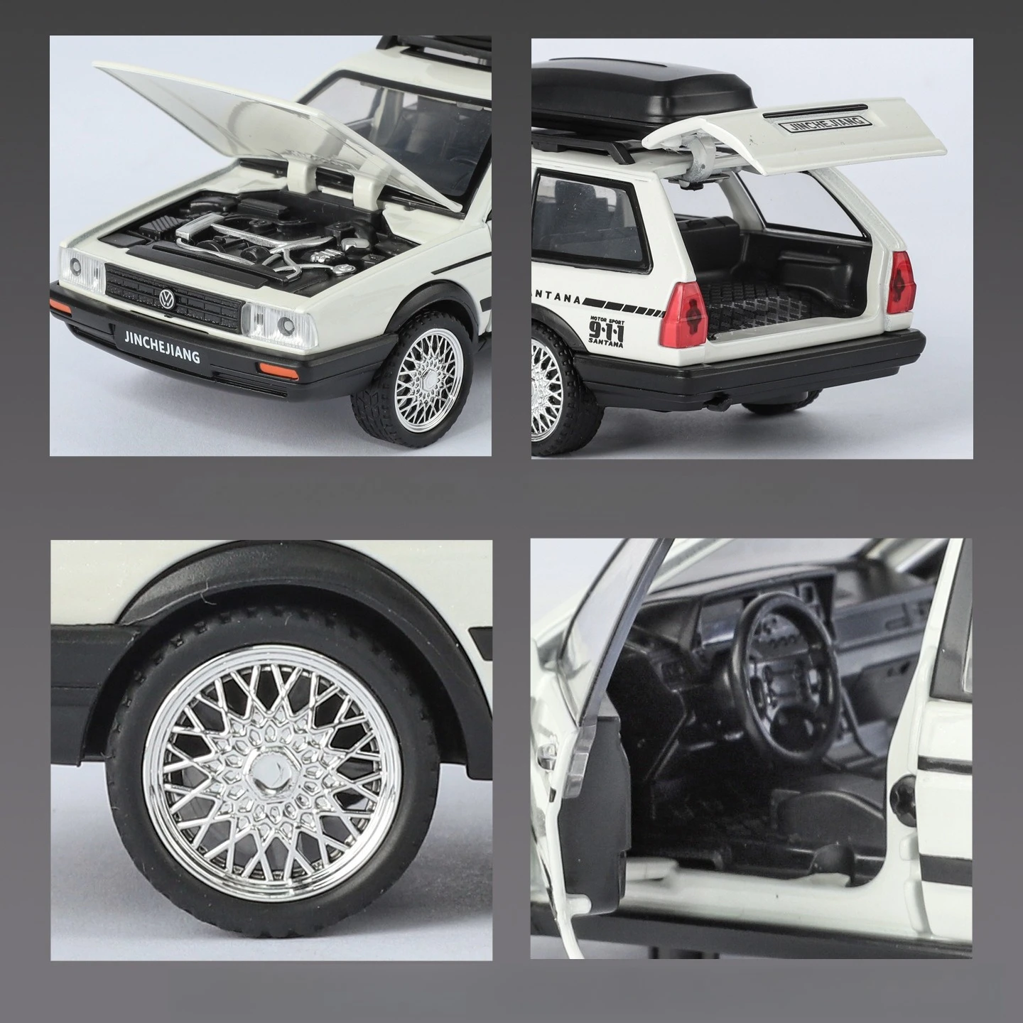 Model samochodu Volkswagen Santana Wagon w skali 1:32, symulacja, odlew metalowy, stop, dźwięk, światło, napęd pull-back, kolekcjonerski, zabawka dla dzieci, prezent.