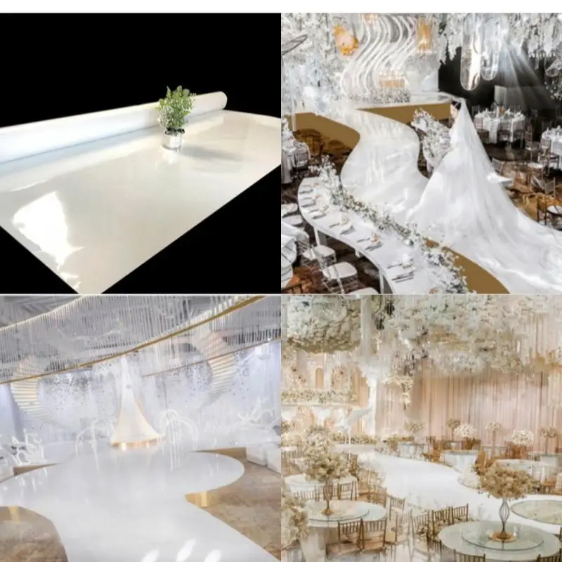 

Wedding Mirror Carpet Party T-Stage Runway Aisle Runner Reflective Carpet, PE white Mirror Panel Decoration 50 Meters