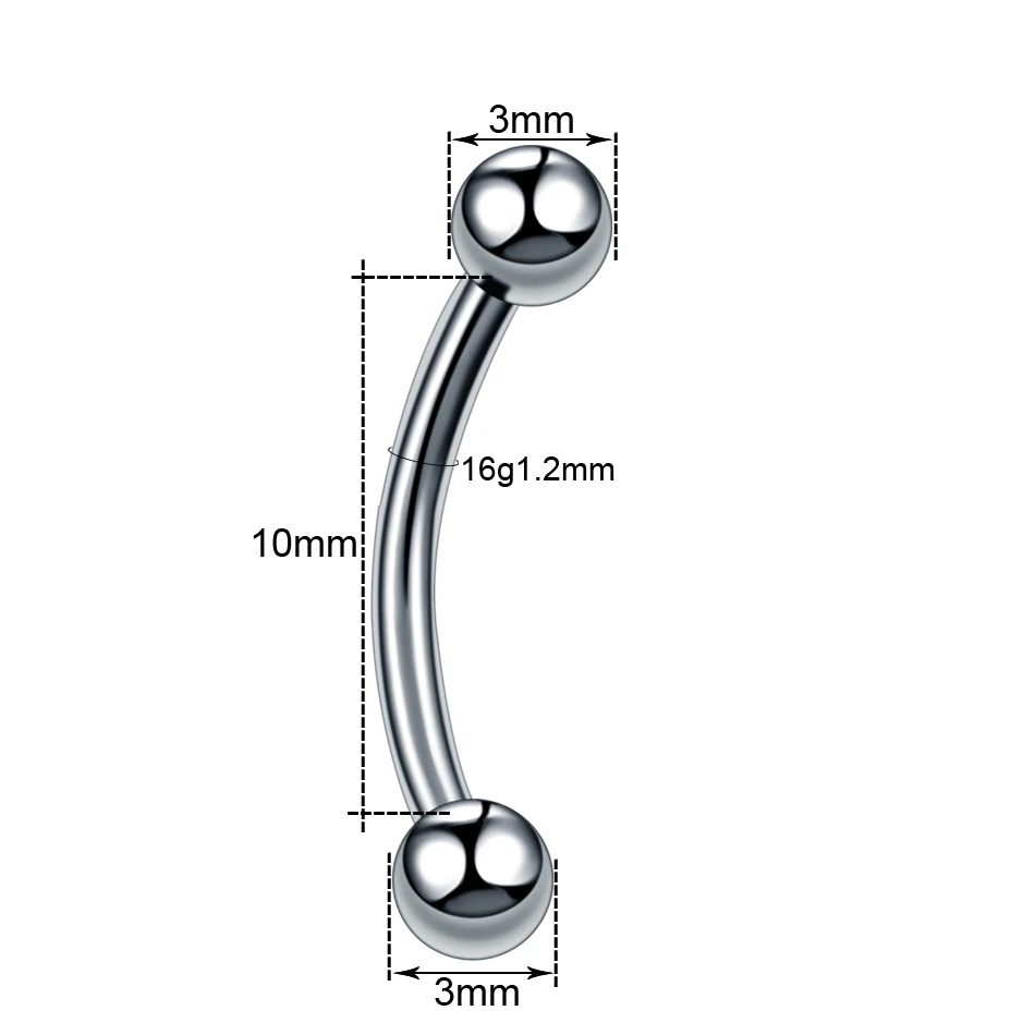 1PC G23 Titanium Vertical Labret Piercings External thread Curved Barbell Tongue Eyebrow Lip Ear Helix Piercings Body Jewelry