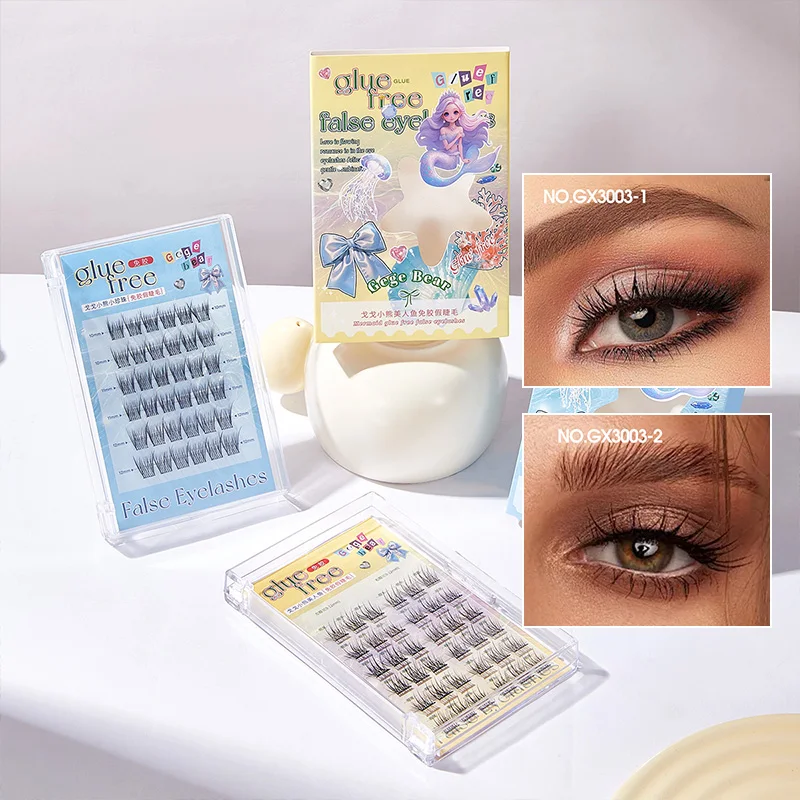 Gege Bear パールマーメイドつけまつげ: 接着剤不要、マンガスタイルの個別クラスター - 超自然な外観