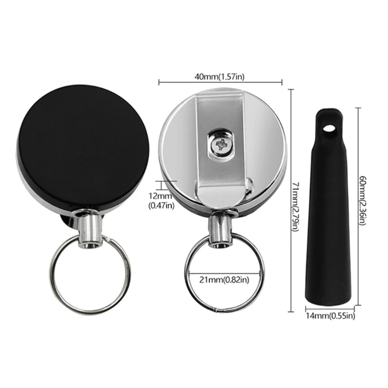 Retractable ID-Badge Holder Key Reel,Metal Carabiner Keychain with Pen Cover