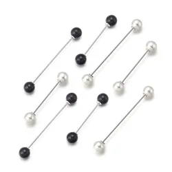 Diy Alloy Imitation Pearl Brooches Black White Beads For Sweater Shawl Clip Women Safety Pin Jewelry Trendy Accessories
