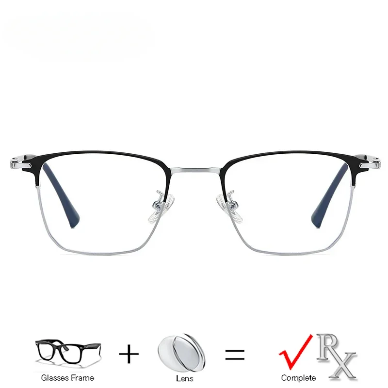 

Square Titanium Custom Progressive Glasses Men High Myopia Bifocal Prescription Eyeglasses Optical 1.74 Multifocal Eyewear 2025
