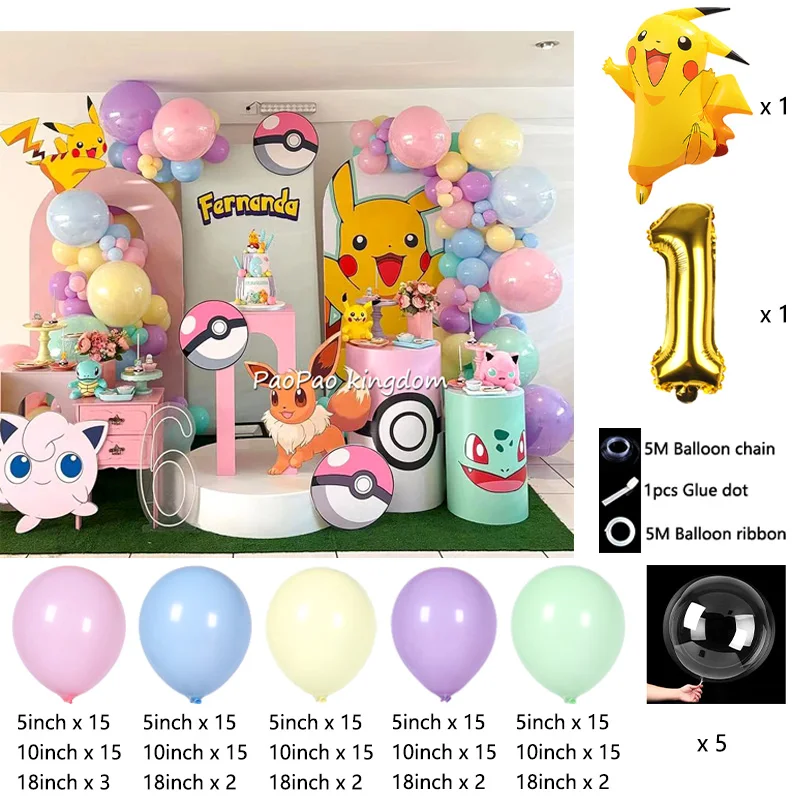 Liebliches Pikachu-Themen-Ballon-Dekorationsset Cartoon-Folienballons Blitzballon-Set Kindergeburtstags-Party-Deko-Zubehör – Detail 28