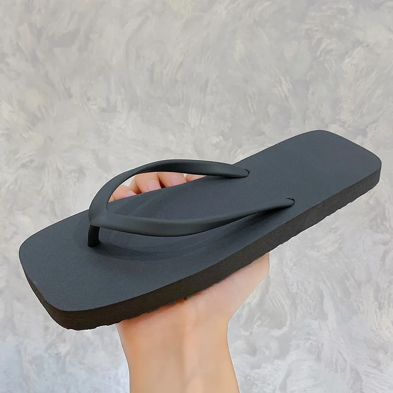 Men Flip Flops Summer Non-Slip Slippers Women Soft Sole Sandals Couples Simple Solid Color Beach Shoes Outdoor Slides Shower view 4