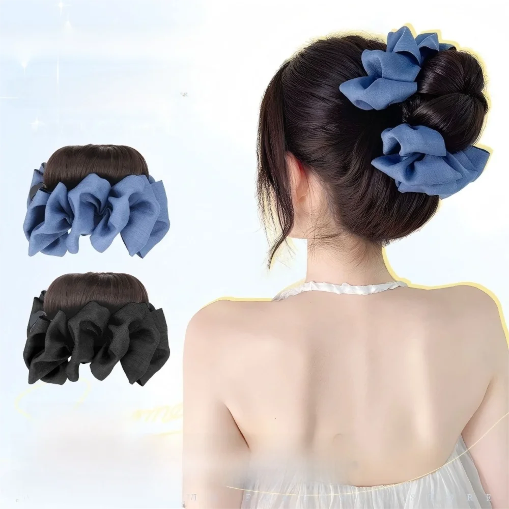 Neue synthetische Haarknoten Klaue Clip Schleife Band Perücke Haarspange flauschig schwarz Haarteil Frauen