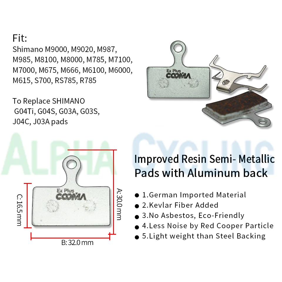 4 Pairs Bicycle Disc Brake Pads For Shimano XTR M9000 M965, XT M8000, M785, R785, RS785, M7100, SLX M6000, M675, M615, G04Ti