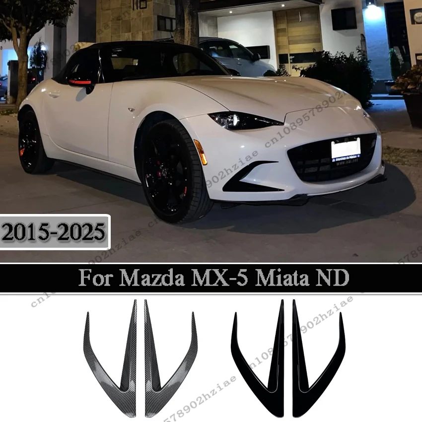 

For Mazda MX-5 Miata ND 2015-2025 Front Bumper Spoiler Fog Lamp Cover Air Knife Splitter Wing Knife Spoiler Black Exterior Parts