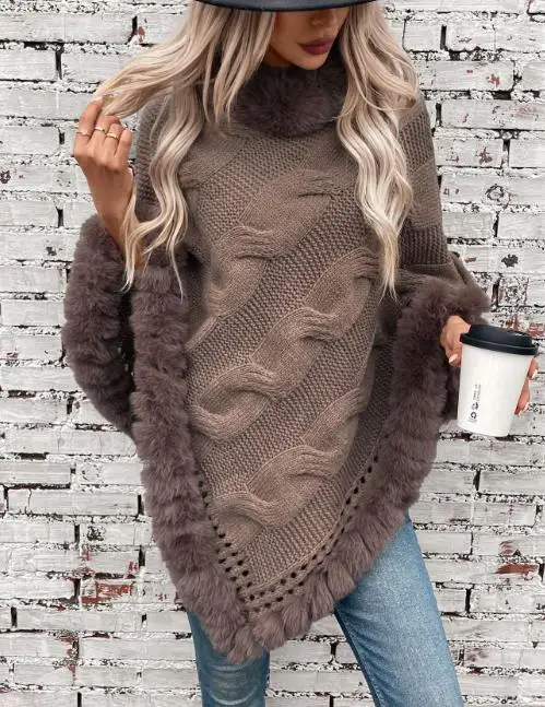 

2025 Autumn/winter New Women's Wear Imitation Otter Rabbit Leather Collar Thick Twisted Hoodie