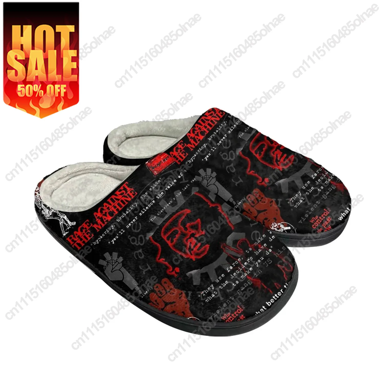 Rage Against The Machine Home Cotton Slippers Mens Womens Plush Bedroom Evil Empire Keep Warm Shoes Thermal Indoor Slipper Shoe