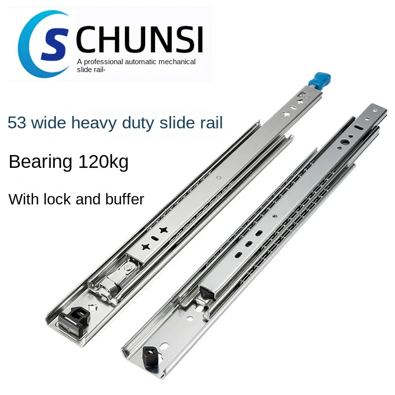 Unlocking heavy-duty drawer slide rail sliding drawer guide rail ball bearing fully extended heavy-duty 3-fold guide rail