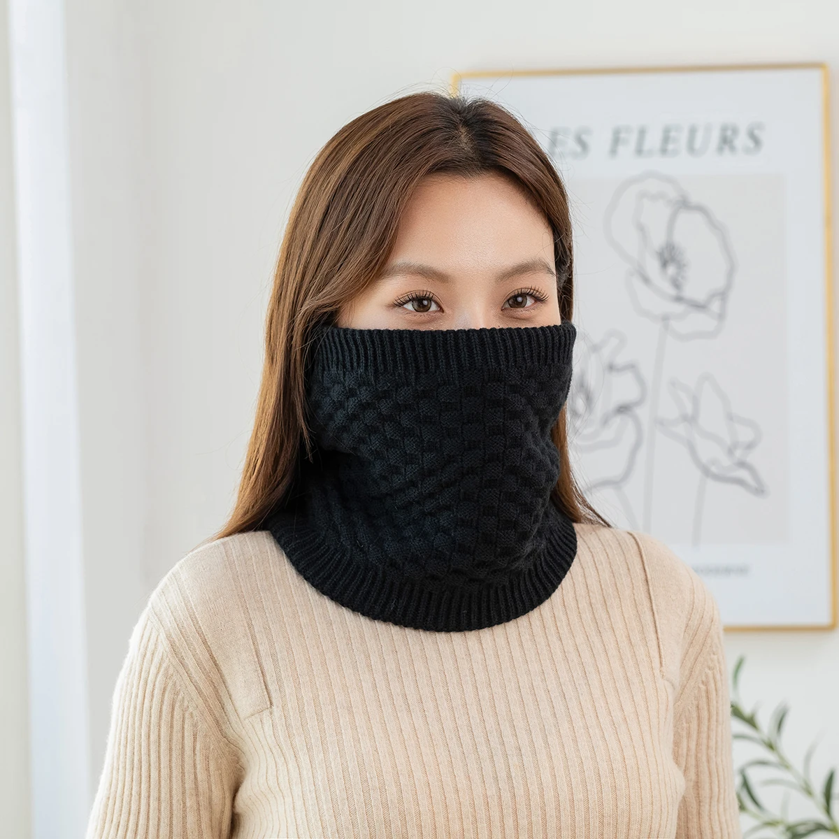 Warm Knitted Fake Collar Women Turtleneck Ruffles Knitted False Fake Collar Detachable Neck Warmer Winter Windproof Fake Collars