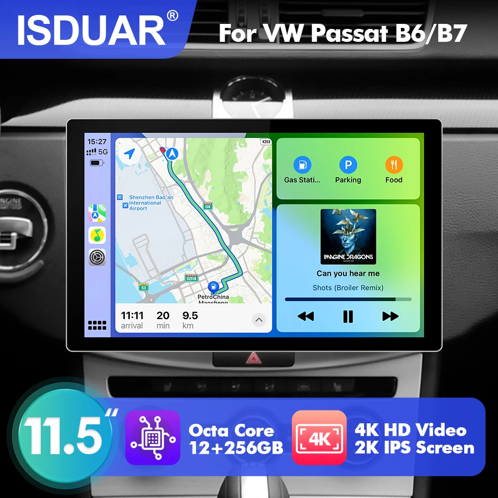 

ISUDAR Android 13 11.5“ 2K 2000*1200 QLED CarPlay Car Radio For VW/Volkswagen/Passat B7 CC B6 Multimedia Stereo DSP CARPLAY 2Din