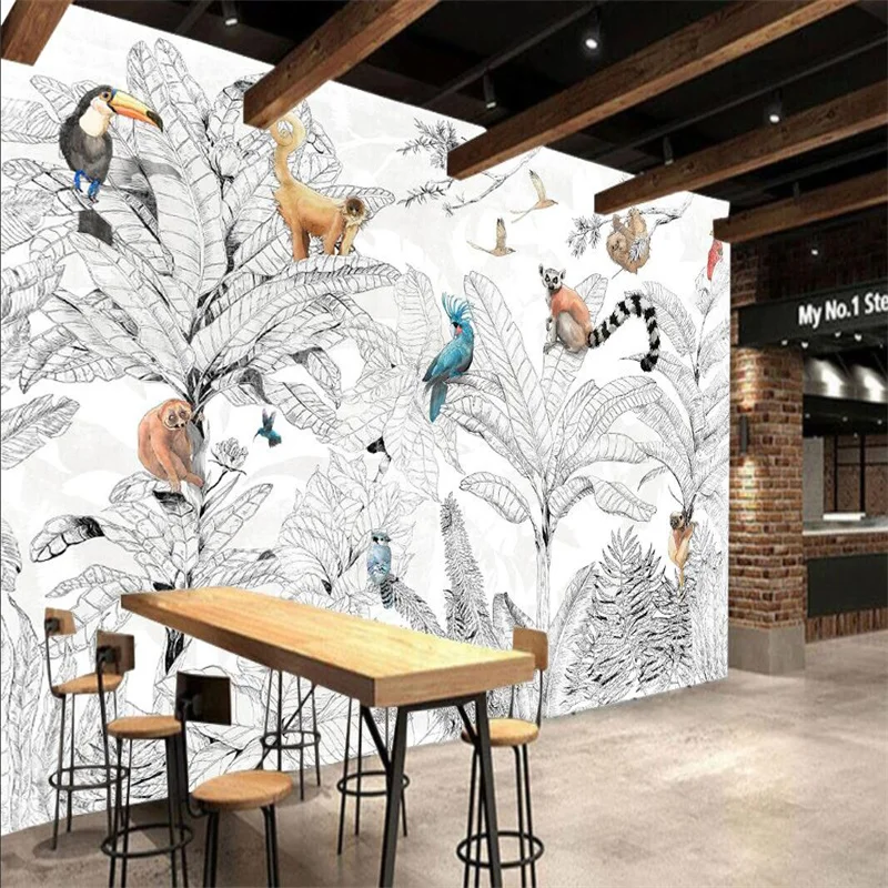 

Custom Hand Painted Tropical Rain Forest Plant Animal Toucan 3D Mural Wallpapers for Living Room Bedroom Wall Papers Home Decor