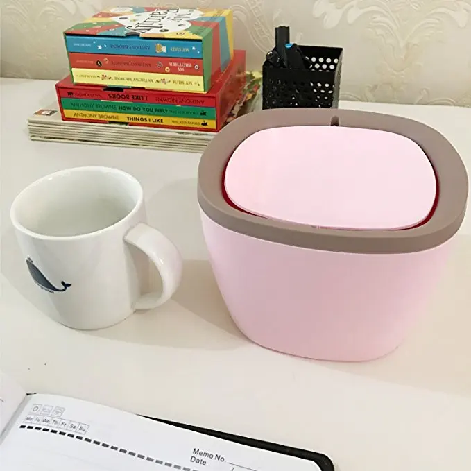 Round Plastic Mini Lixo, Lixo Bin, Household, Desktop
