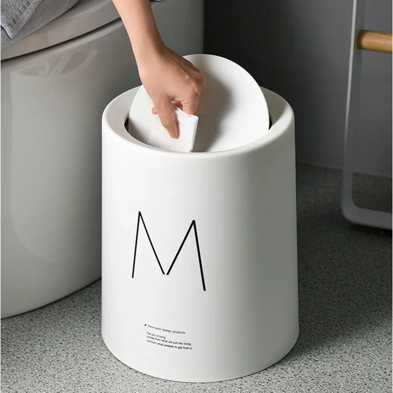 8L Nordic Simple Plastic Trash Can Office Bathroom Kitchen Trash Bin Living Room Bedroom Garbage Household Waste Bin With Lid