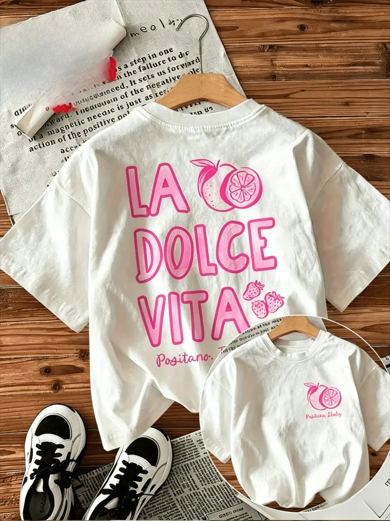 La Dolce Vita Citrus Print Women's T-shirt Positano Italia Graphic Double Sided Short Sleeve Top Women Streetwear Daily Wear Tee