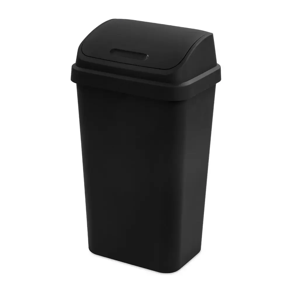 

13 Gallon Swing Top Wastebasket, Sleek Square Design, Ideal for Kitchen, Bathroom, and Workspace
