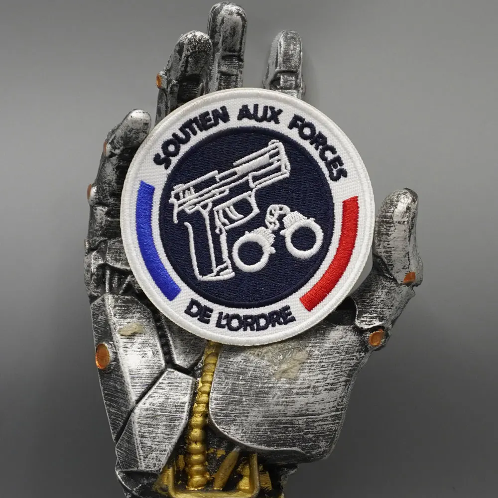Soutien Aux Forces de l'Ordre Stickerei-Aufnäher für Rucksäcke, Kleidung, Militärzubehör, Abzeichen, mit Klettverschluss oder zum Aufbügeln – Detail 1